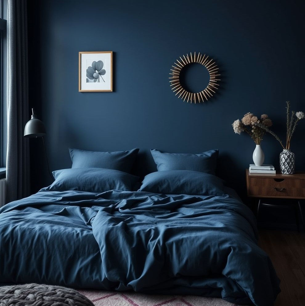 Completo Letto in Rasetello Blu Notte
