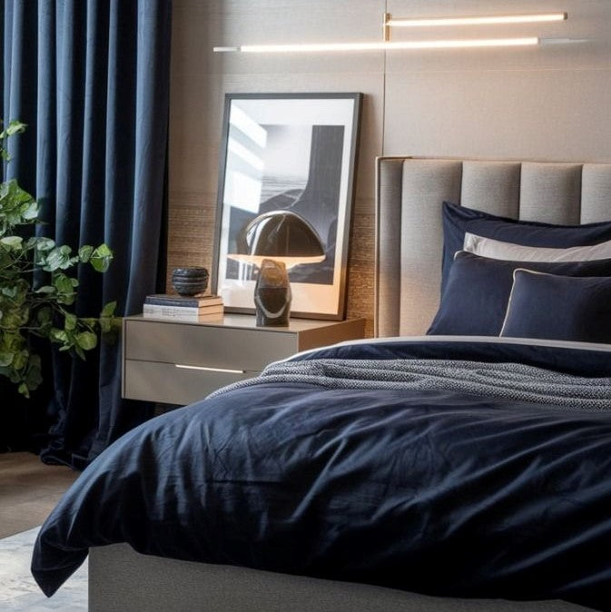 Completo Letto in Rasetello Blu Notte