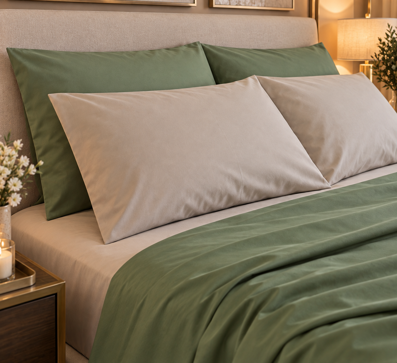 Completo Letto in Rasatello - Bicolore
