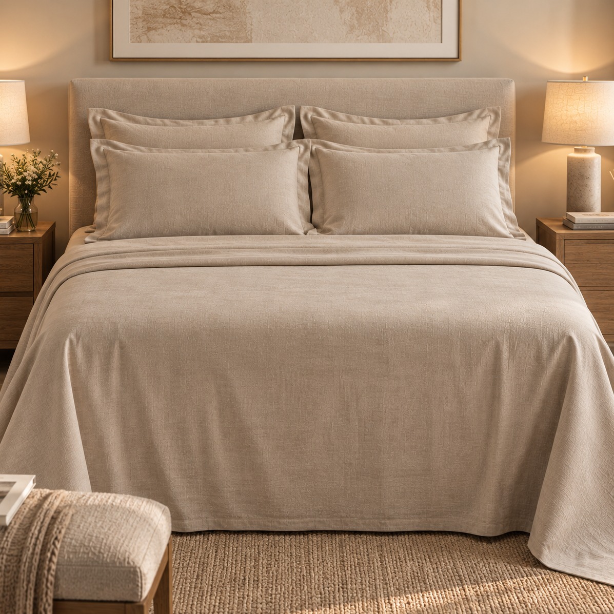Completo Letto in Puro Lino Color Corda