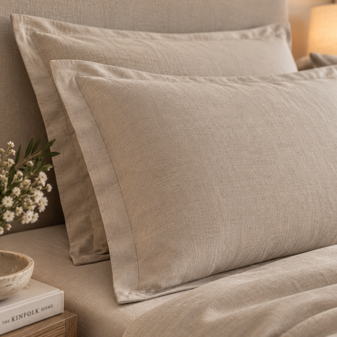 Completo Letto in Puro Lino Color Corda