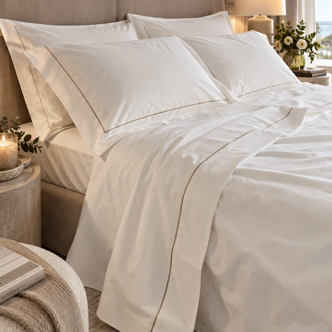 Completo Letto Percalle Con Bourdon