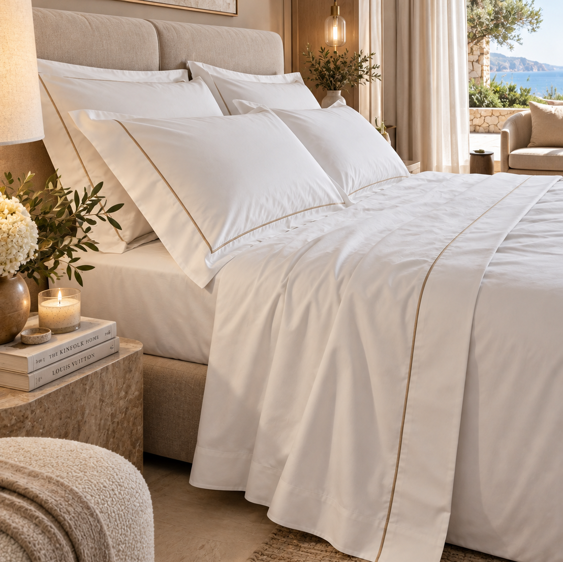 Completo Letto Percalle Con Bourdon