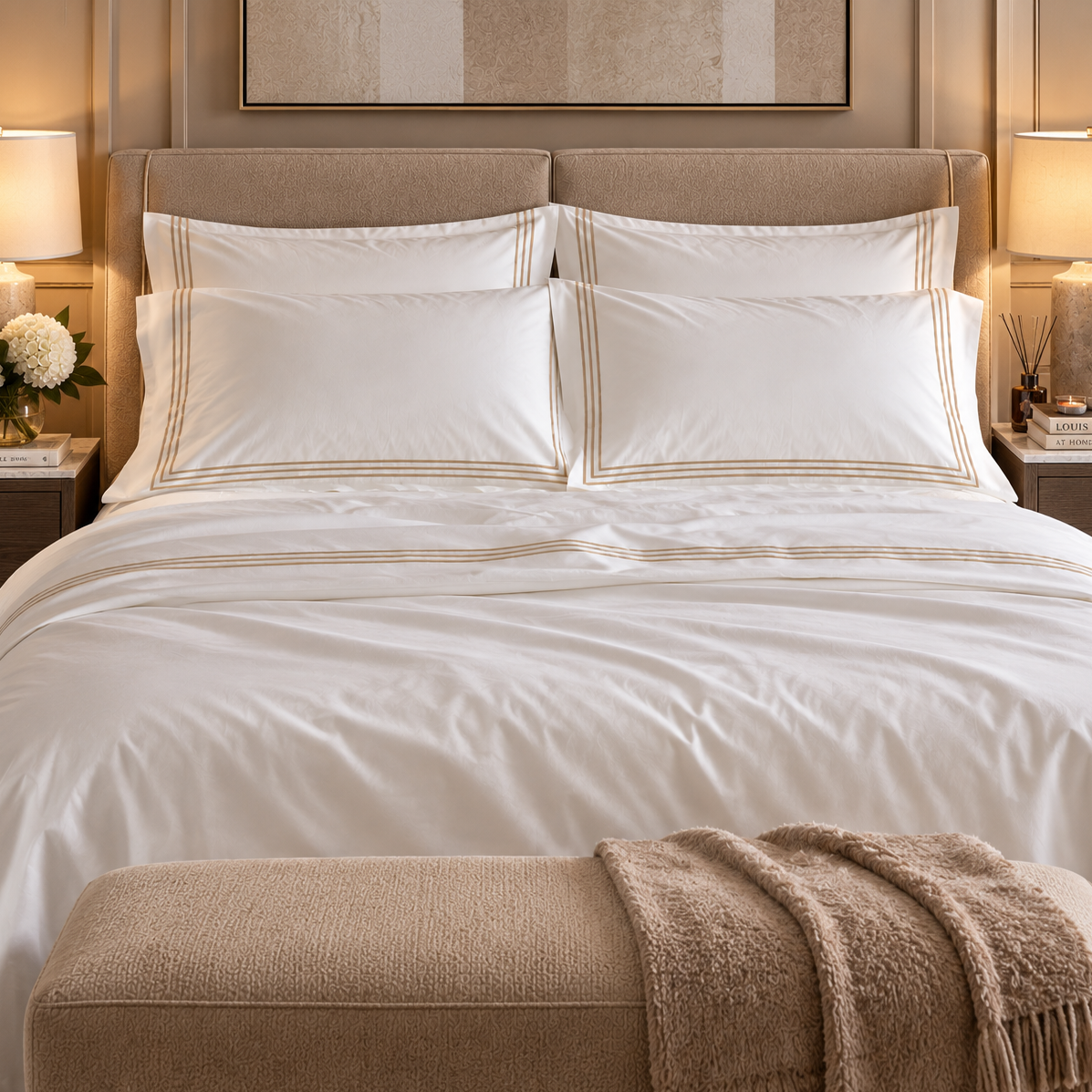 Completo Letto Percalle Con 3 Bourdon