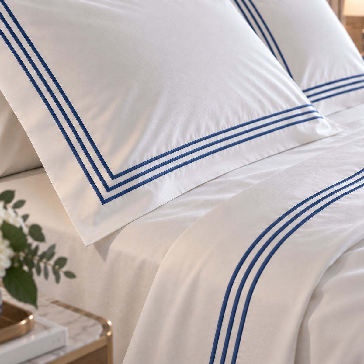 Completo Letto Percalle Con 3 Bourdon