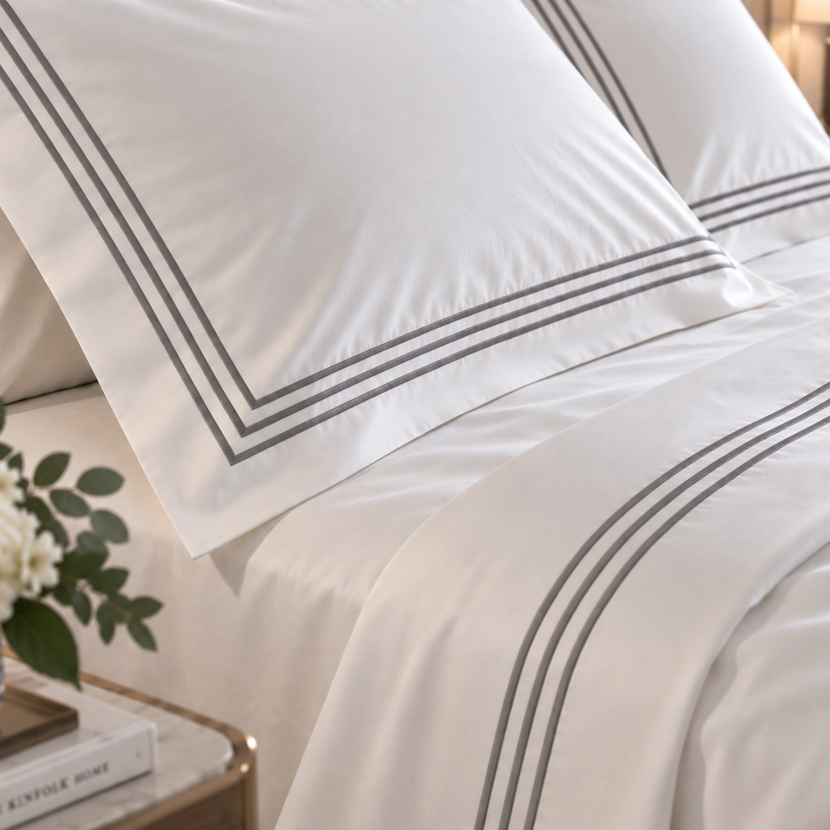 Completo Letto Percalle Con 3 Bourdon
