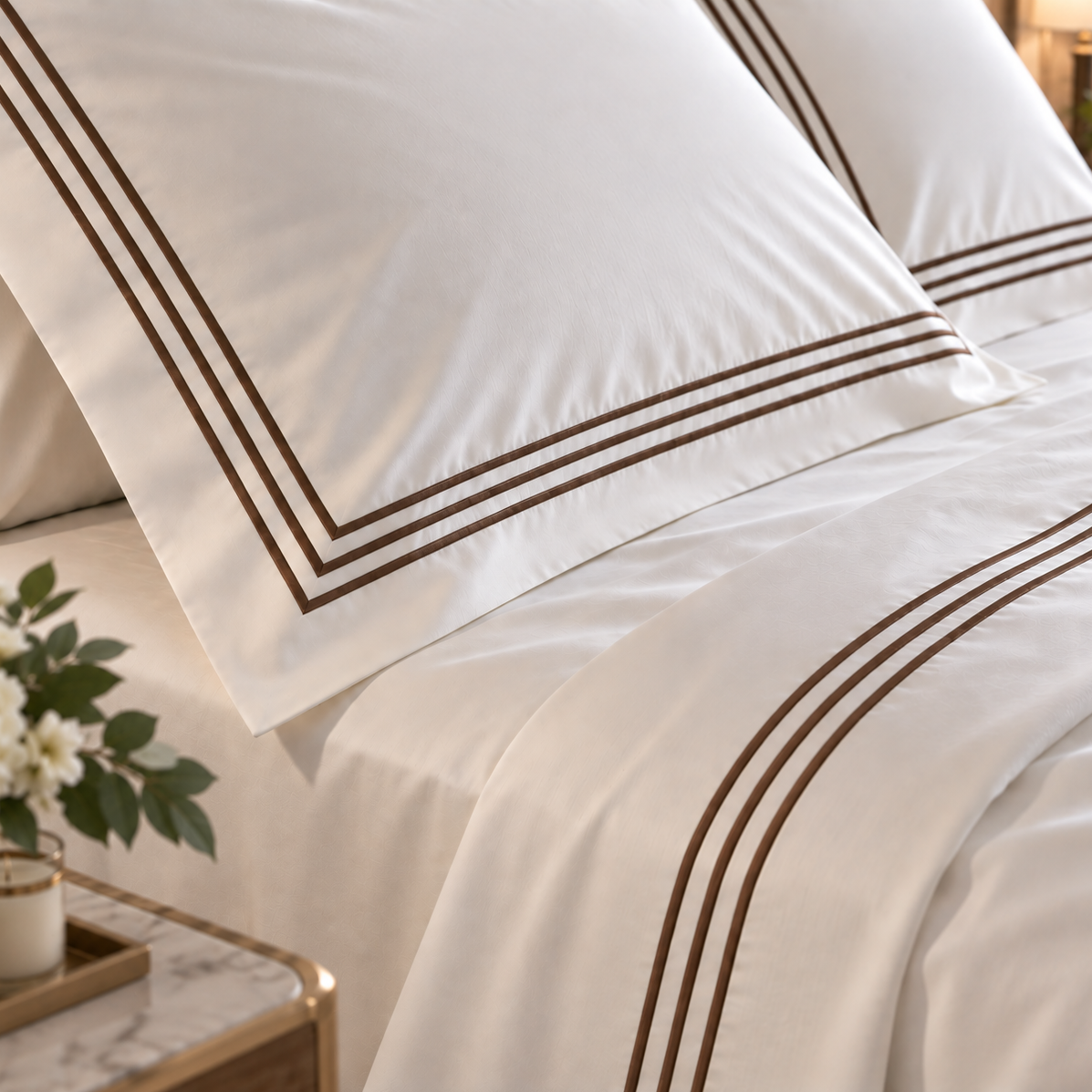 Completo Letto Percalle Con 3 Bourdon