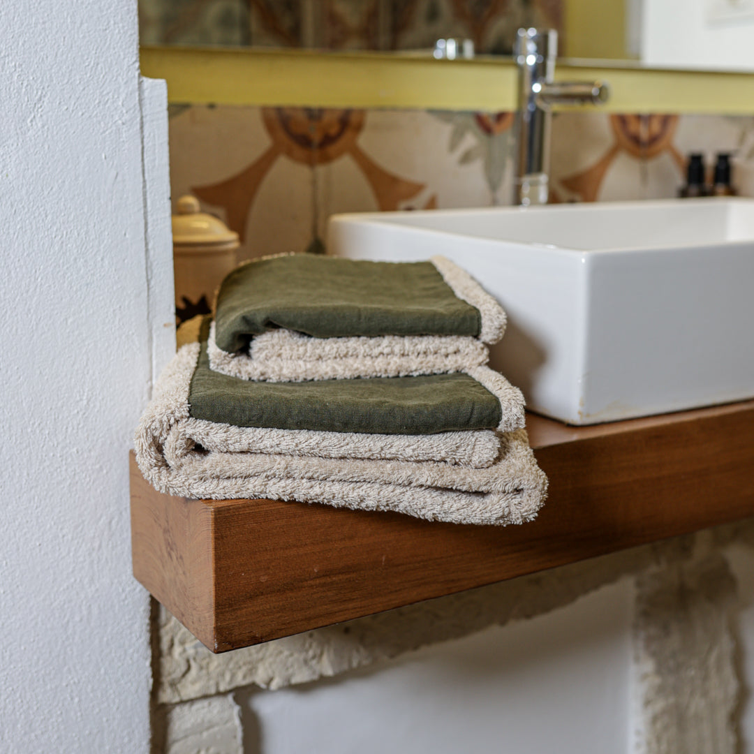 Coppia Spugna Bordo Lino Rosmarino