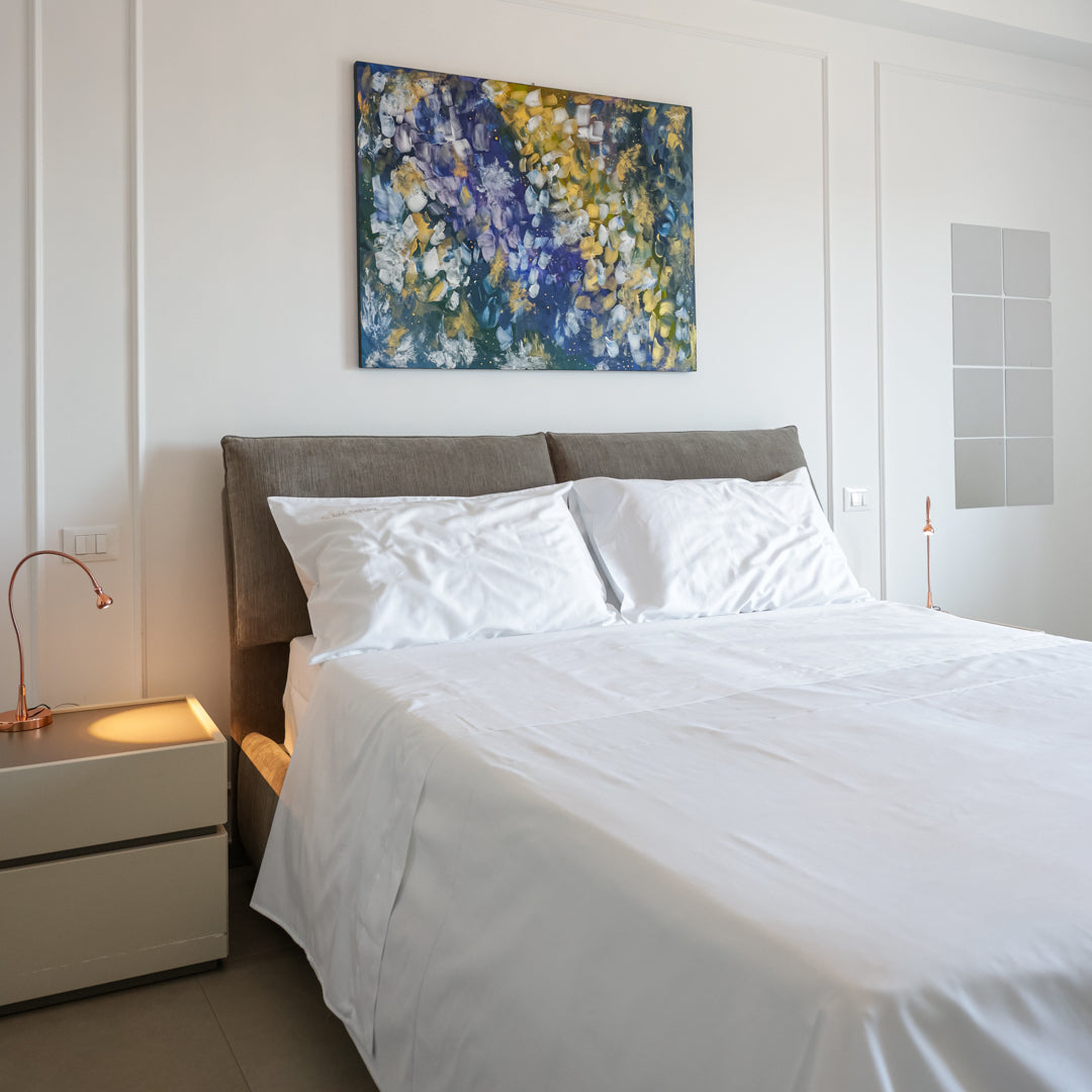 Completo Letto in Rasatello con Frase Ricamata