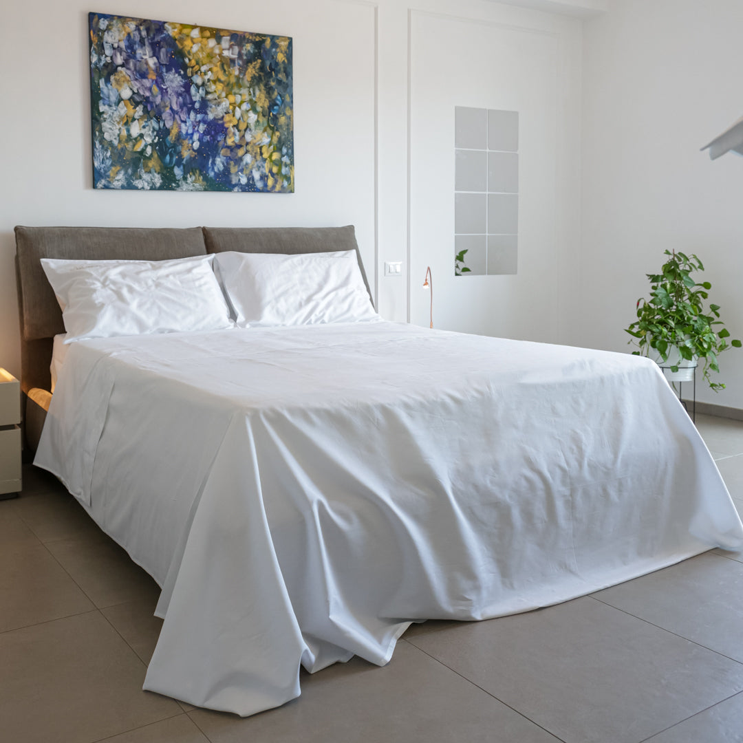 Completo Letto in Rasatello con Frase Ricamata