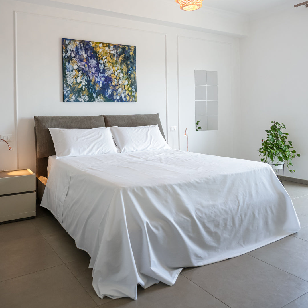 Completo Letto in Rasatello con Frase Ricamata