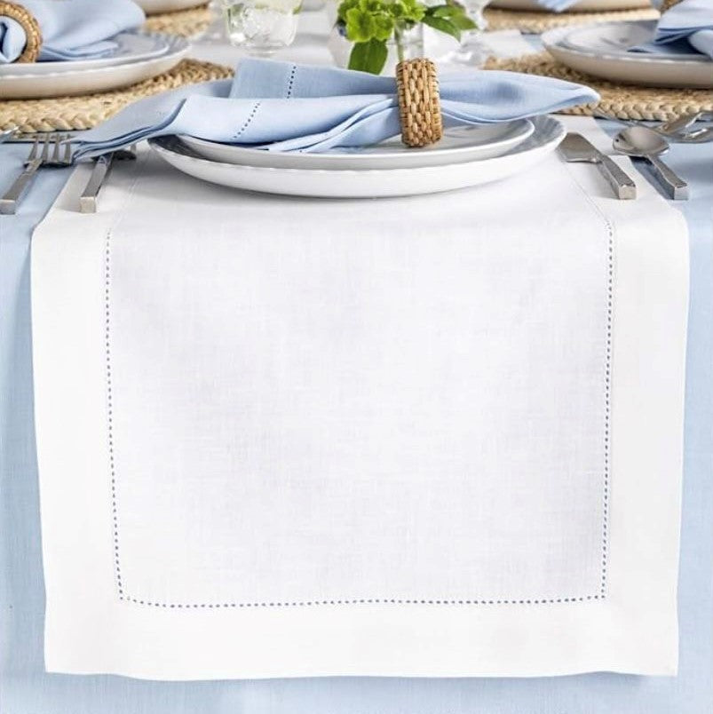 Runner Puro Lino con Ajour Bianco