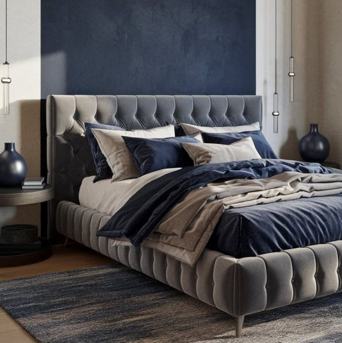 Completo Letto in Rasetello Blu Notte
